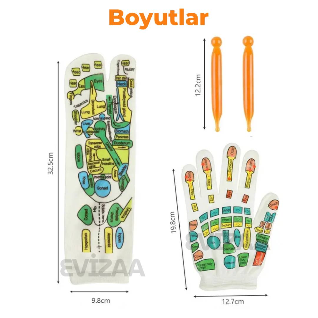 Akupuntur Noktaları Çorap ve Eldiven Seti